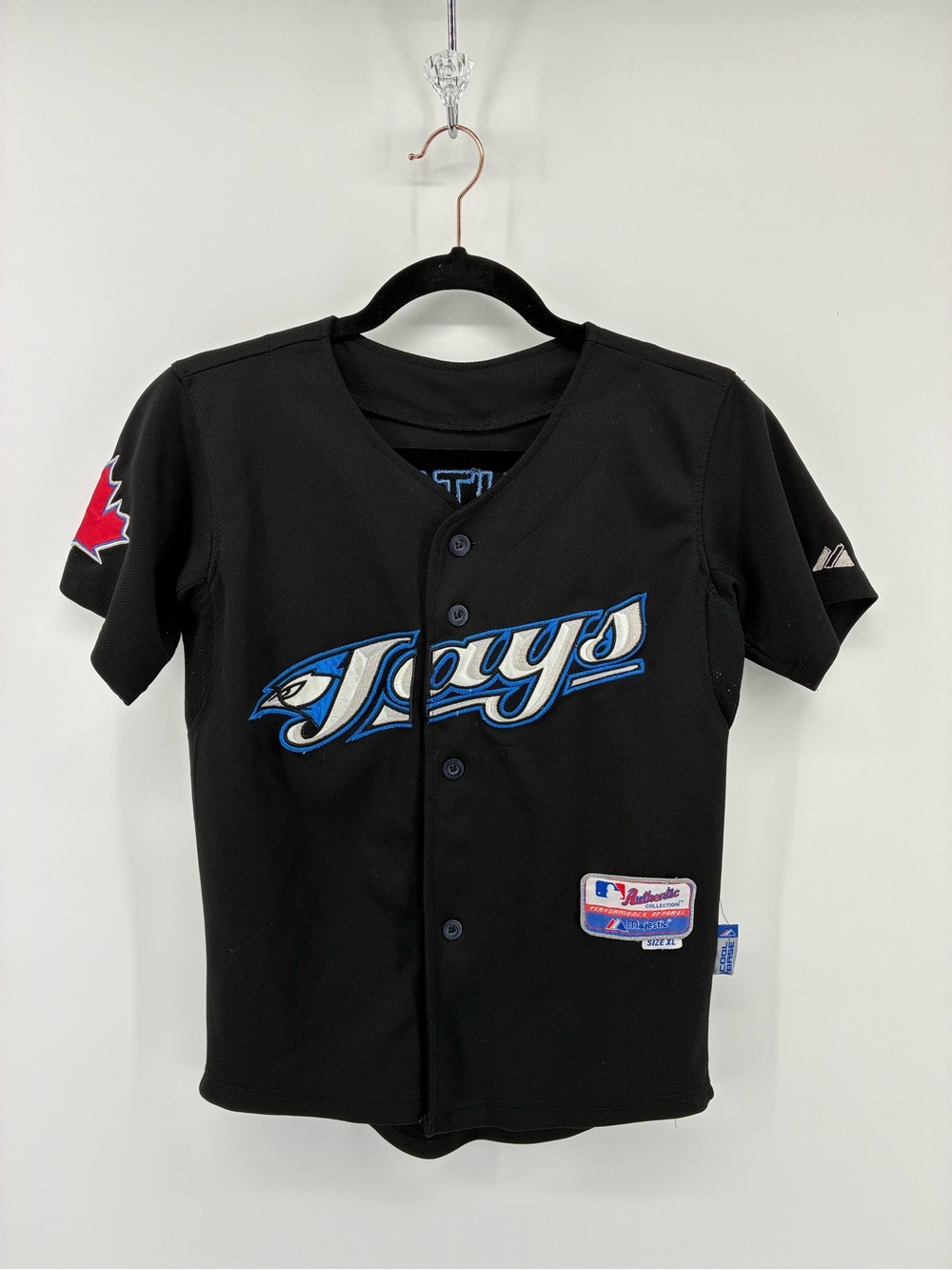 Majestic Toronto Blue Jays BAUTISTA Kids Black Button-Up Jersey